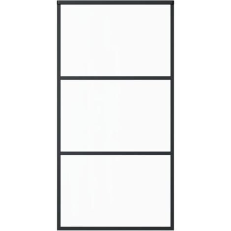 vidaXL Puerta corredera ESG vidrio y aluminio 102x205 cm negra - Negro