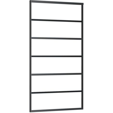 Puerta corredera ESG vidrio y aluminio negra 102x205 cm vidaXL