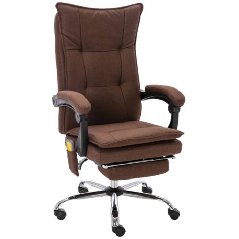 Silla de oficina de masaje de tela marrón vidaXL