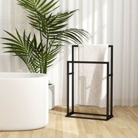 Toallero de pie de hierro negro 48x24x78,5 cm vidaXL