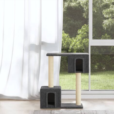 Rascador para gatos con postes de sisal gris oscuro 60 cm vidaXL
