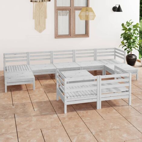 Juego de muebles de jardín 10 pzas madera maciza de pino blanco vidaXL (1/5)