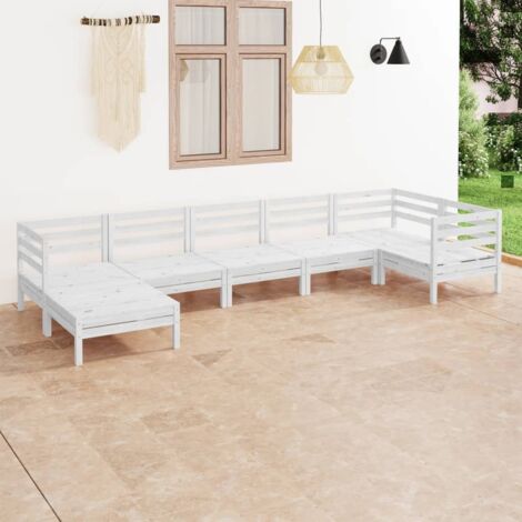 Juego de muebles de jardín 7 piezas madera maciza pino blanco vidaXL (1/5)