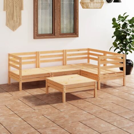 Juego de muebles de jardín 5 piezas madera maciza pino vidaXL (1/5)