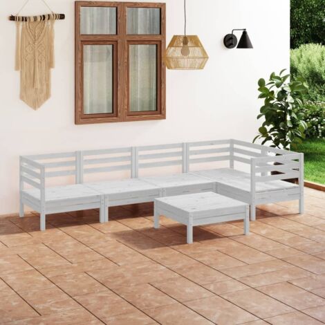 Juego de muebles de jardín 6 piezas madera maciza pino blanco vidaXL (1/5)