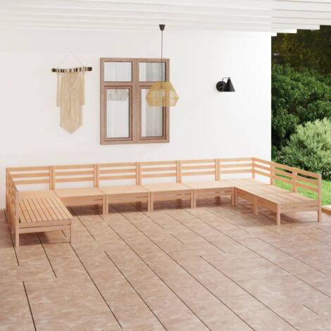 Juego muebles de jardín 10 piezas madera maciza pino vidaXL (1/5)
