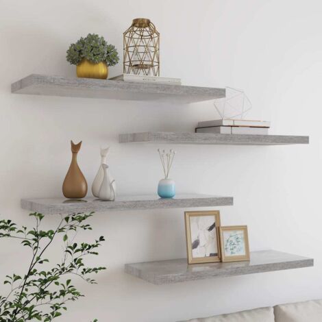 Estantes flotantes pared 4 uds MDF gris hormigón 80x23,5x3,8 cm vidaXL