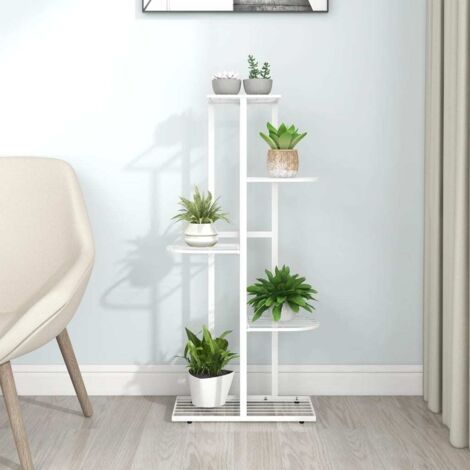 Soporte de flores de 5 estantes de metal blanco 43x22x98 cm vidaXL