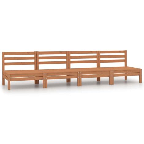 Sofás centrales de jardín 4 uds madera maciza pino marrón miel vidaXL