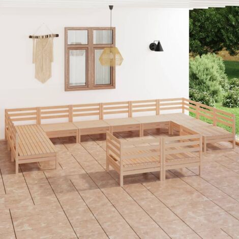 Juego de muebles de jardín 12 piezas madera maciza de pino vidaXL (1/5)