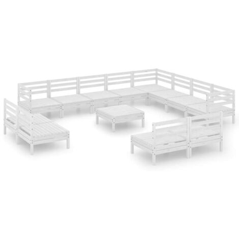 Juego de muebles de jardín 13 piezas madera maciza pino blanco vidaXL (1/5)