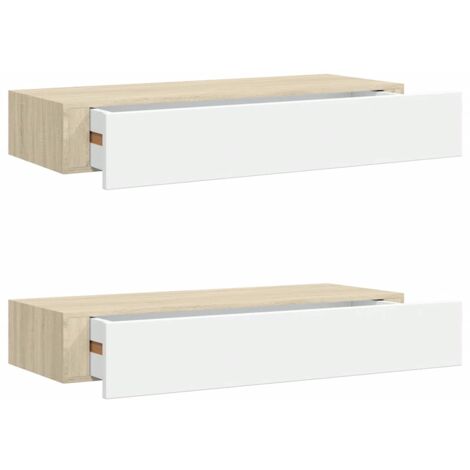 Estantes de pared (2 unidades, roble y blanco, 60 x 23,5 x 10 cm, MDF) vidaXL