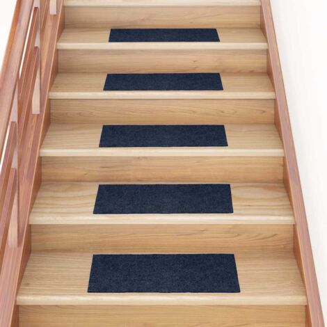 Felpudos autoadhesivos para escaleras, 15 unidades, 60 x 25 cm, color azul marino, rectangulares vidaXL