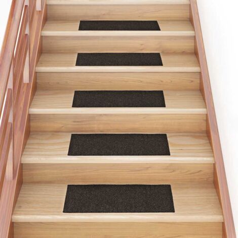 Felpudos autoadhesivos para escaleras, 15 unidades, 60 x 25 cm, marrón oscuro, rectangulares vidaXL