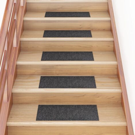 Felpudos autoadhesivos para escaleras, 15 unidades, 60 x 25 cm, gris, rectangulares vidaXL
