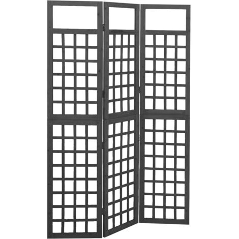 Biombo/Enrejado de 3 paneles madera de abeto negro 121x180 cm vidaXL
