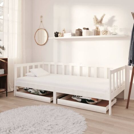 Sofá cama con cajones madera de pino maciza blanco 90x200 cm vidaXL (1/5)