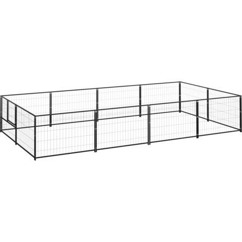 Perrera acero 8 m² negra vidaXL