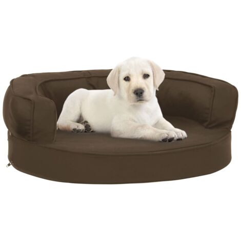 Colchón de cama de perro ergonómico aspecto lino marrón 60x42cm vidaXL