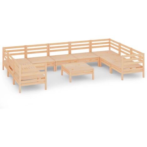 Juego muebles de jardín 10 piezas madera maciza pino vidaXL (1/5)