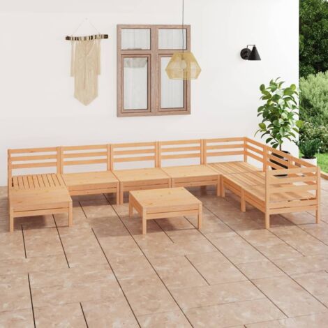 Juego de muebles de jardín 9 piezas madera maciza de pino vidaXL (1/5)