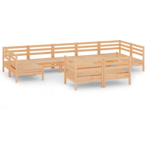 Juego muebles de jardín 10 piezas madera maciza pino vidaXL (1/5)