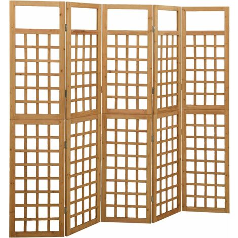 Biombo/Enrejado de 5 paneles madera maciza abeto 201,5x180 cm vidaXL