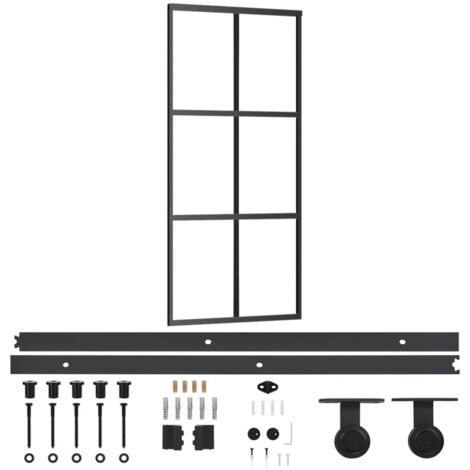 Puerta corredera con herrajes ESG vidrio y aluminio 90x205 cm vidaXL