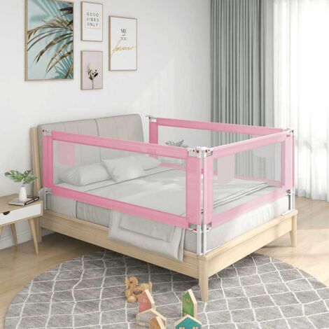 Barandilla de seguridad cama de niño tela rosa 90x25 cm vidaXL