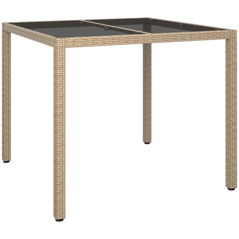 Mesa jardín vidrio templado ratán sintético 90x90x75 cm gris vidaXL