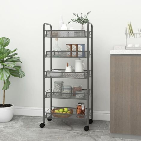 Carrito de cocina 5 niveles hierro gris 46x26x105 cm vidaXL
