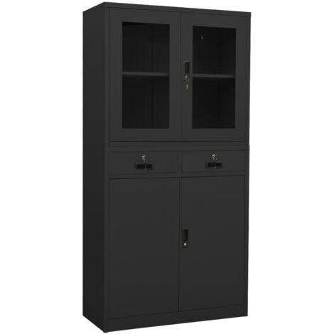 Armario oficina acero y vidrio templado antracita 90x40x180 cm vidaXL (1/5)