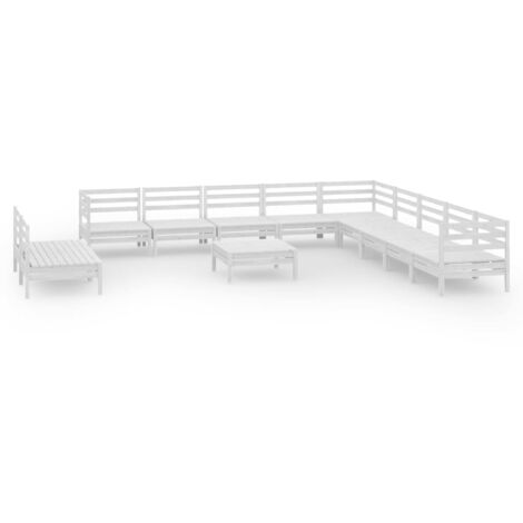 Juego de muebles de jardín 12 piezas madera maciza pino blanco vidaXL (1/5)