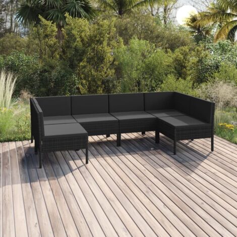 6 PCS Garden Lounge Set con Vime PE Negro