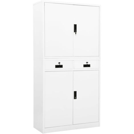 Coffre De Rangement Industriel Blanc 75x40x115 Cm Métal
