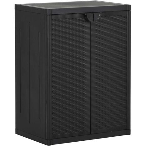 Armario de almacenaje de jardín PP ratán negro 65x45x88 cm vidaXL
