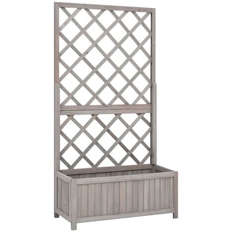 Jardinera enrejada de jardín madera de abeto gris 70x30x135 cm vidaXL