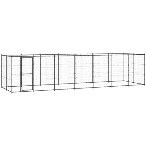 Perrera de exterior de acero con techo 16,94 m² vidaXL