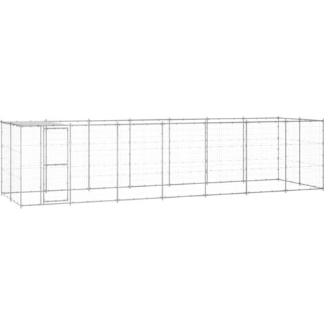 Perrera de exterior de acero galvanizado con techo 16,94 m² vidaXL
