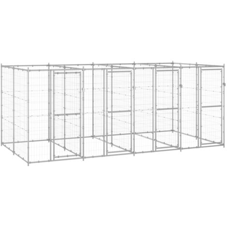 Perrera de exterior de acero galvanizado 9,68 m² vidaXL
