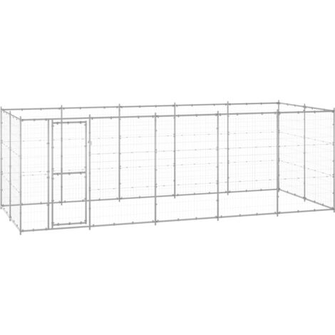 Perrera de exterior de acero galvanizado 12,1 m² vidaXL