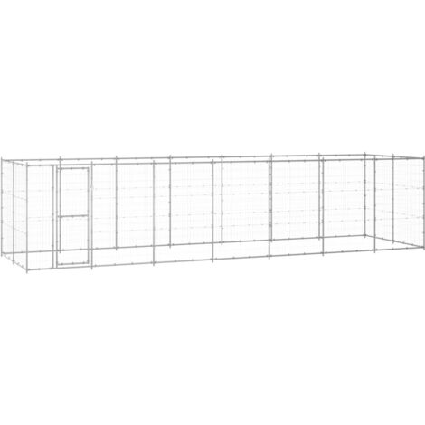 Perrera de exterior de acero galvanizado 16,94 m² vidaXL