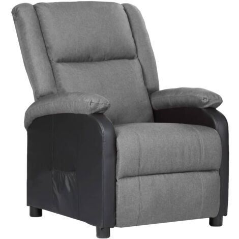 vidaXL Sillón Reclinable de Salón Ver la TV Tela Gris Claro Asiento de Relax vidaXL Sillón Reclinable de Salón Ver la TV Tela Gris Claro Asiento de Relax