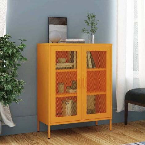 Armario de almacenaje amarillo mostaza 80x35x101,5 cm Acero vidaXL