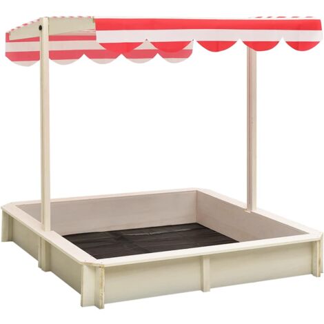 Arenero con tejado ajustable madera abeto blanco y rojo UV50 vidaXL