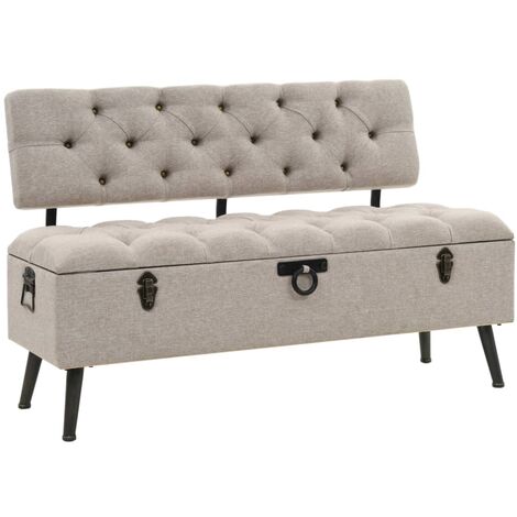 Banco de almacenaje con respaldo tela color crema 110 cm vidaXL
