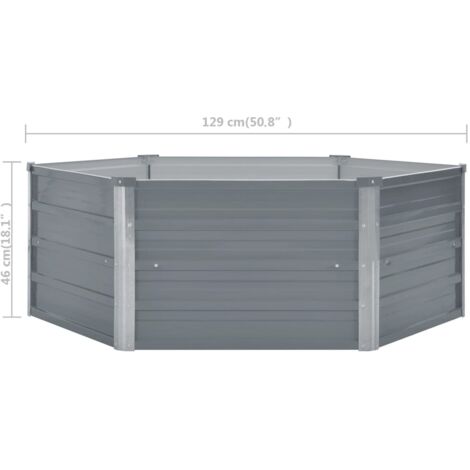 Jardinera elevada 129x129x46 cm acero galvanizado gris vidaXL