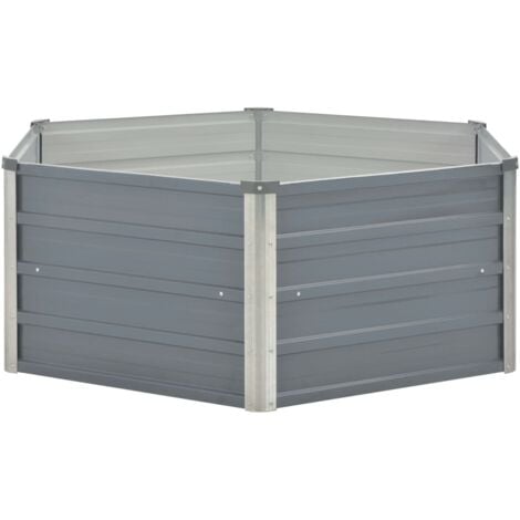 Jardinera elevada 129x129x46 cm acero galvanizado gris vidaXL