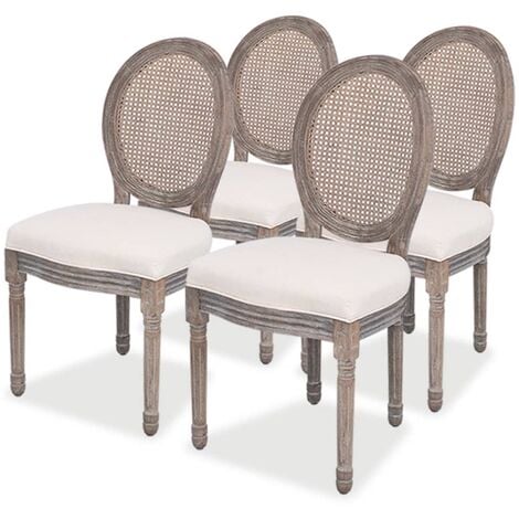 vidaXL Sillas de Comedor Tela Crema 4 Unidades - Crema