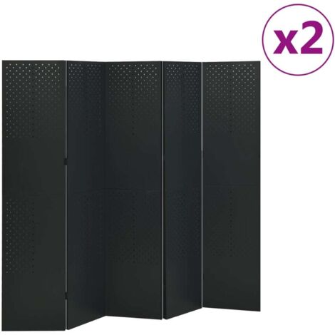 Biombos divisores de 5 paneles 2 uds negro acero 200x180 cm vidaXL (1/5)